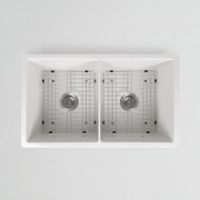 Fleur 813x483 Gloss White Fireclay Double Bowl Sink gallery detail image