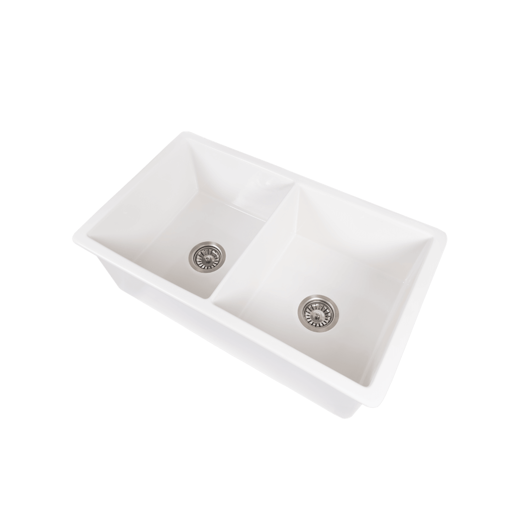 Fleur 813x483 Gloss White Fireclay Double Bowl Sink gallery detail image
