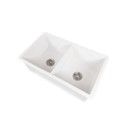 Fleur 813x483 Gloss White Fireclay Double Bowl Sink gallery detail image