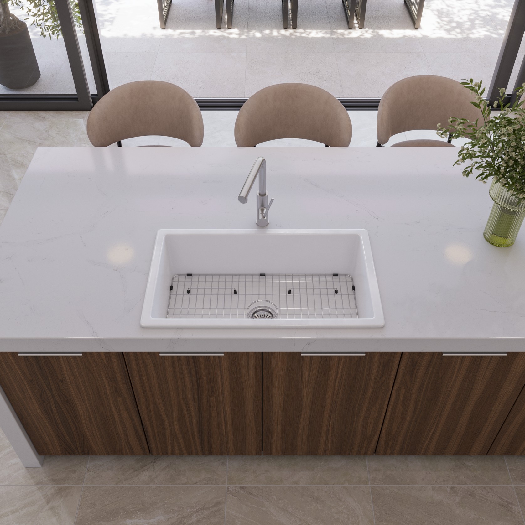 Tamsin 813x483 Gloss White Fireclay Single Bowl Sink gallery detail image