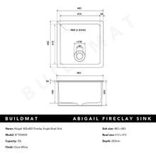 Abigail 483 x483 Gloss White Fireclay Single Bowl Sink gallery detail image