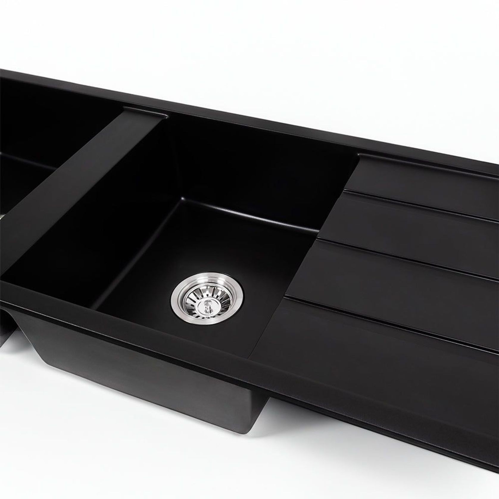 Darlene 1200x500 Black Granite Drainboard Bowl Sink gallery detail image