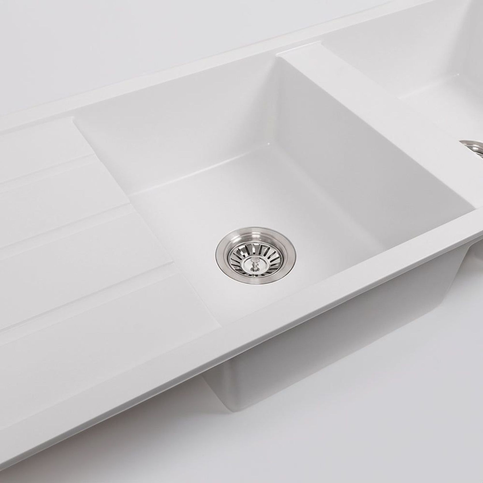 Darlene 1200x500 White Granite Drainboard Sink gallery detail image