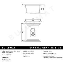 Cynthia 396x446 White Granite Single Bowl Sink gallery detail image