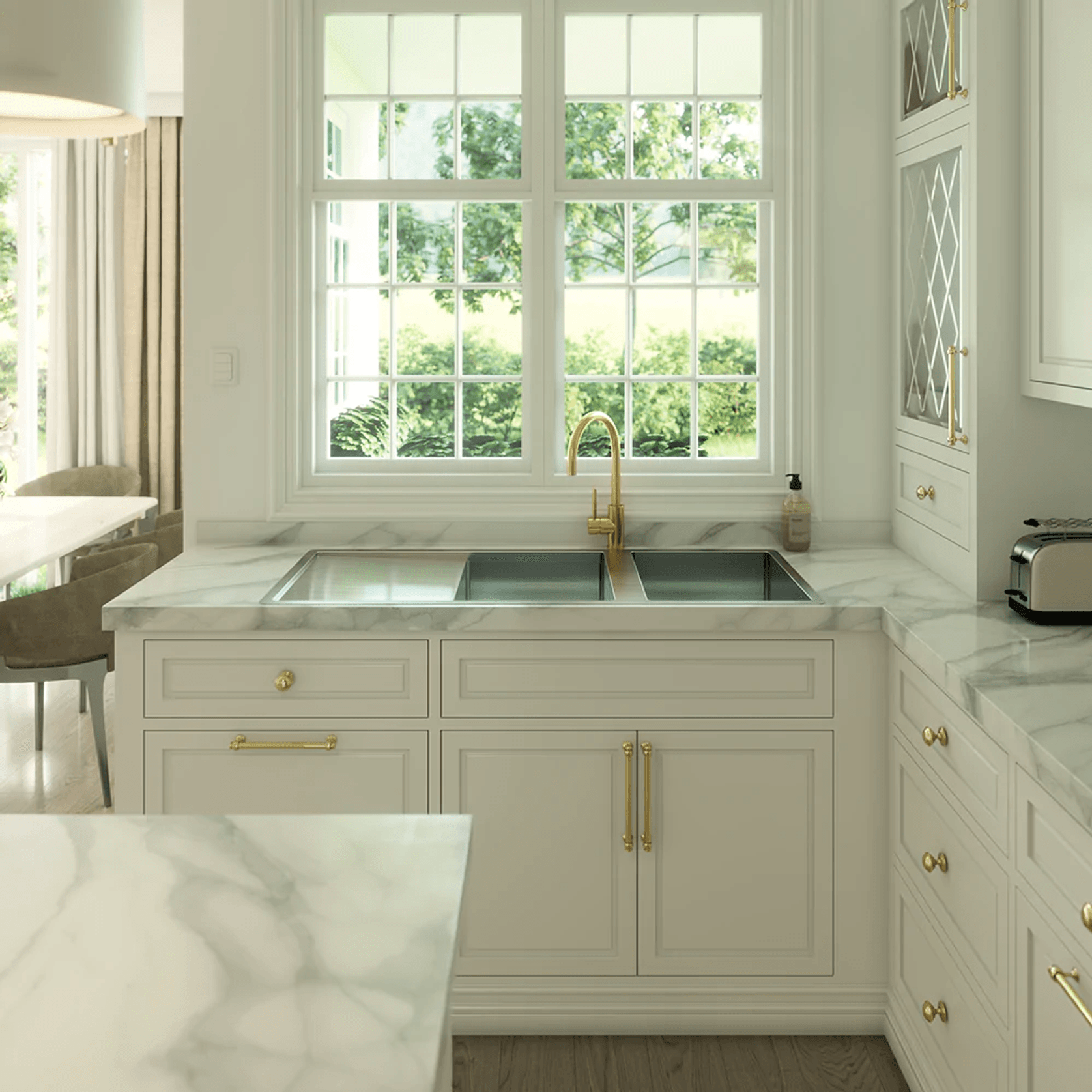 Theo 1200x500 Double Bowl with Drain Board Sink gallery detail image