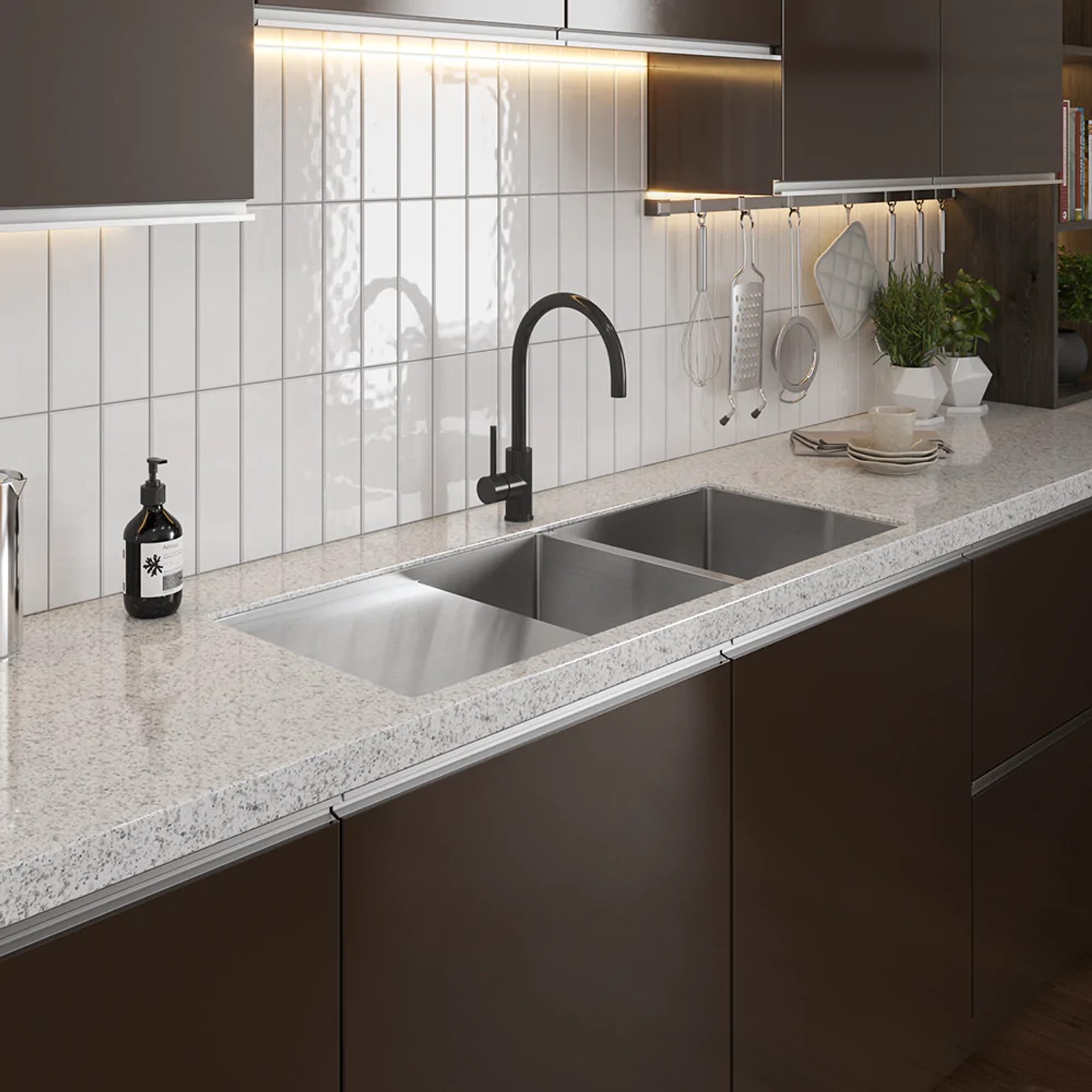Logan 1075x450 Single & Qtr Bowl with Drain Board Sink gallery detail image