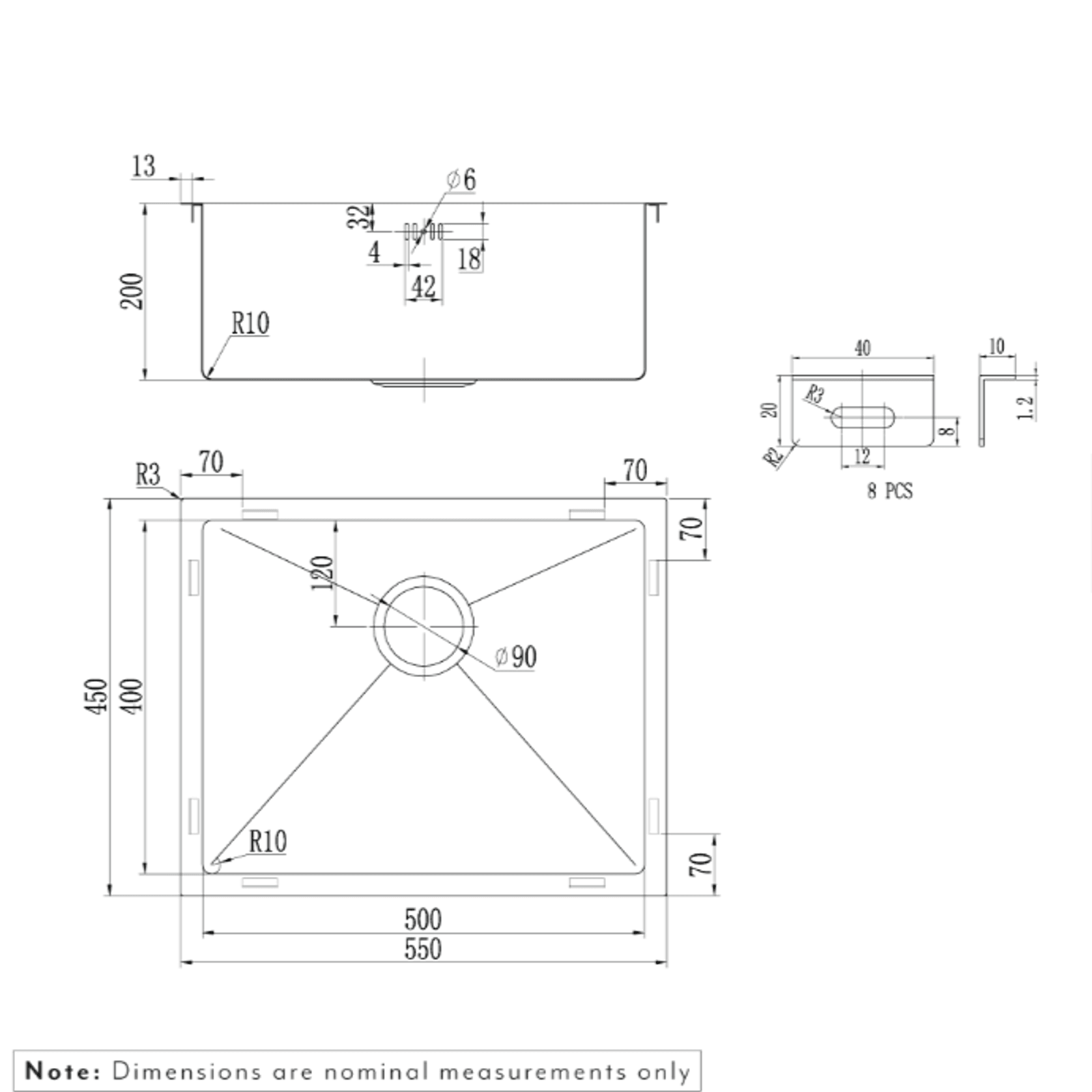 Seba Single Sink 550mm gallery detail image