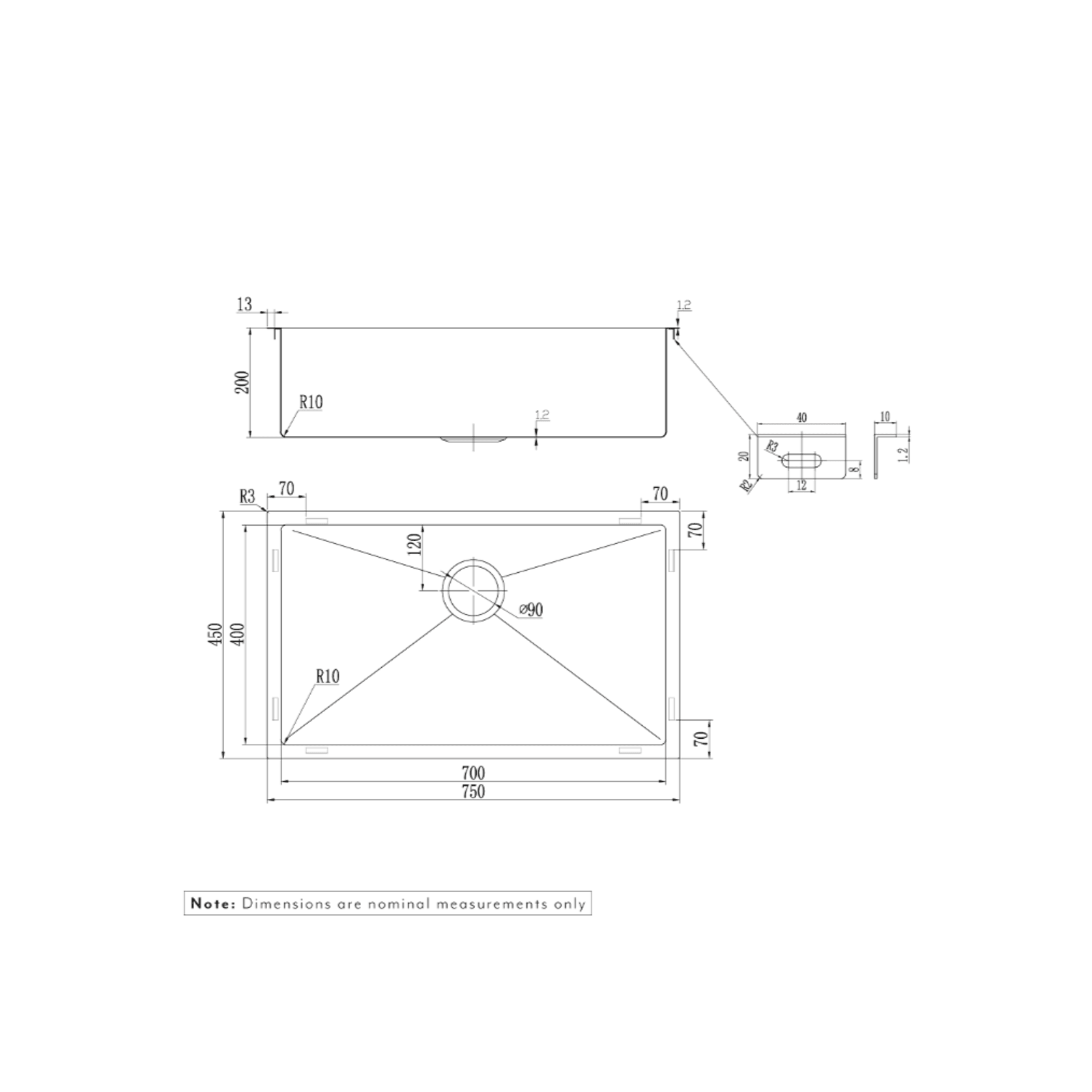 Vari Single Sink 750mm gallery detail image