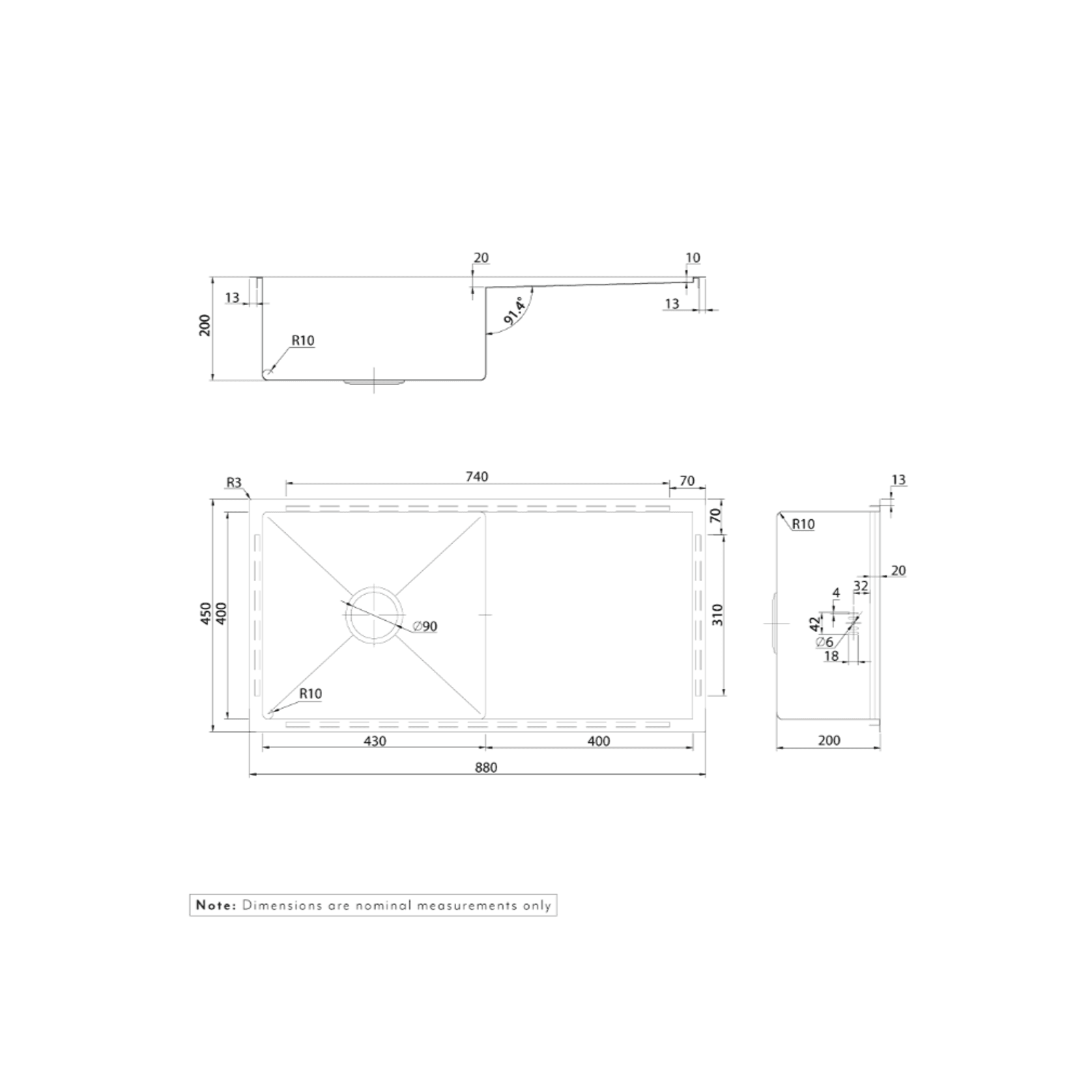 Jai Kitchen Sink Single 880mm (Overflow) gallery detail image