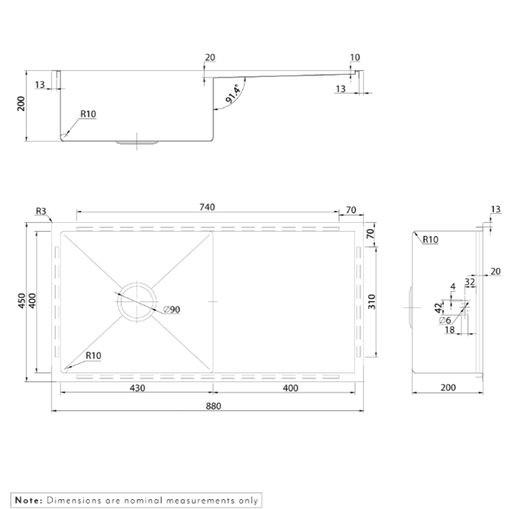 Jai Kitchen Sink Single 880mm (Overflow) gallery detail image