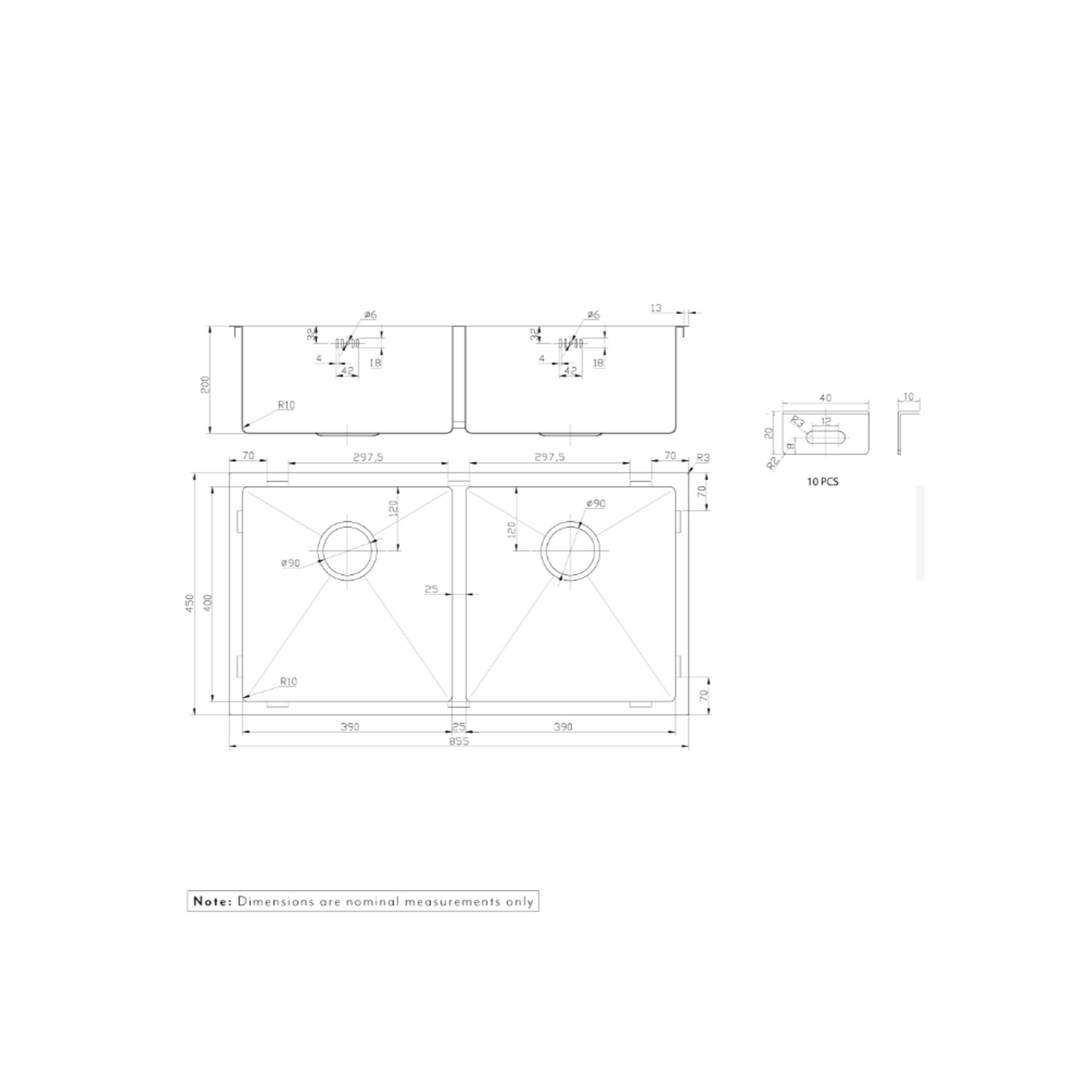 Zalo Kitchen Sink Double 855mm gallery detail image