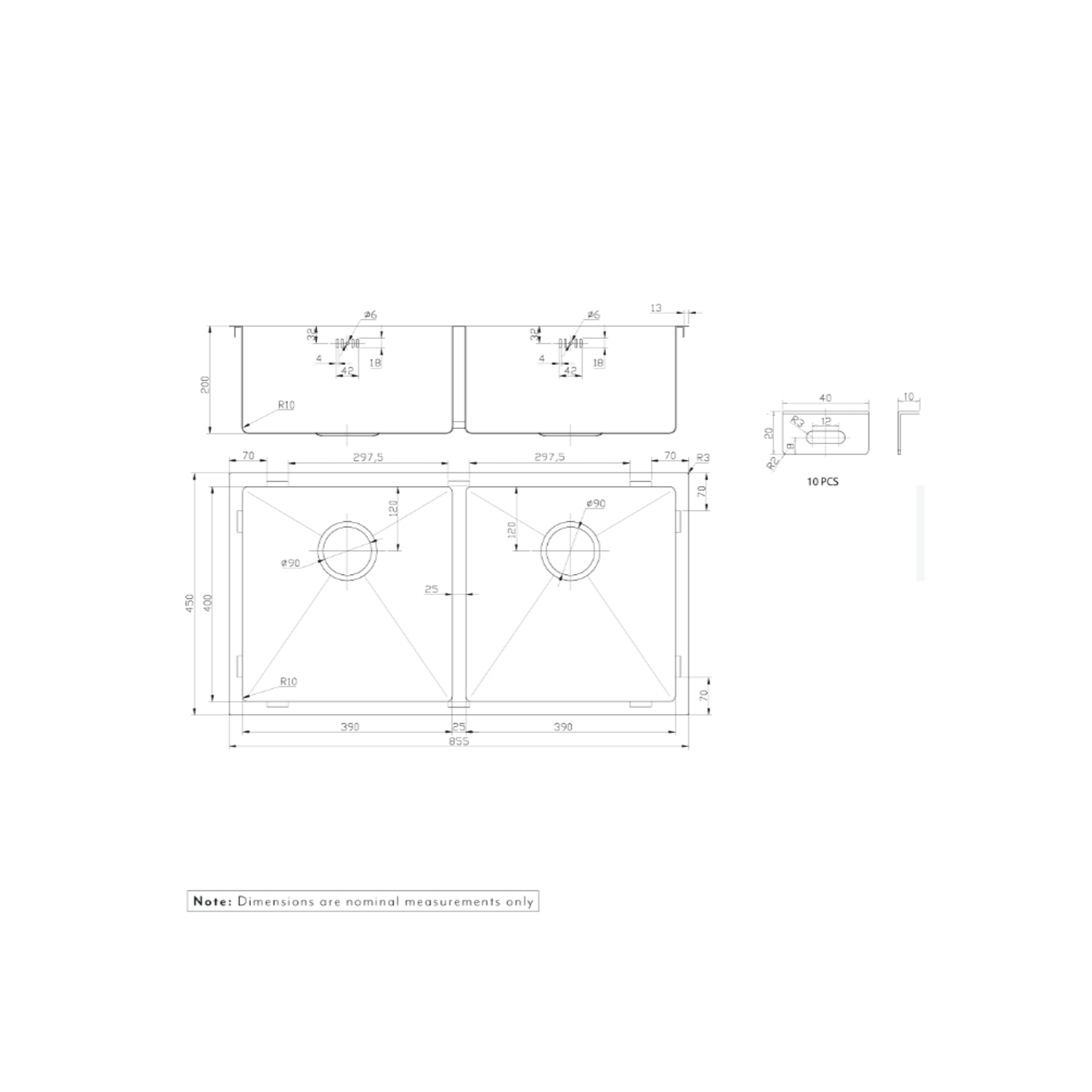 Zalo Kitchen Sink Double 855mm gallery detail image