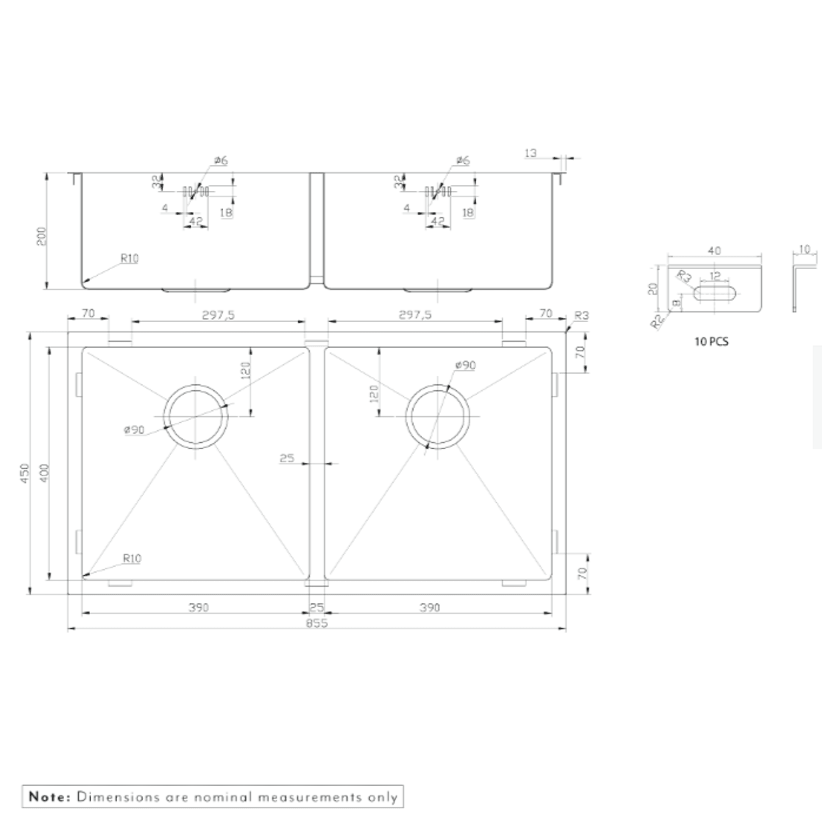Zalo Kitchen Sink Double 855mm gallery detail image