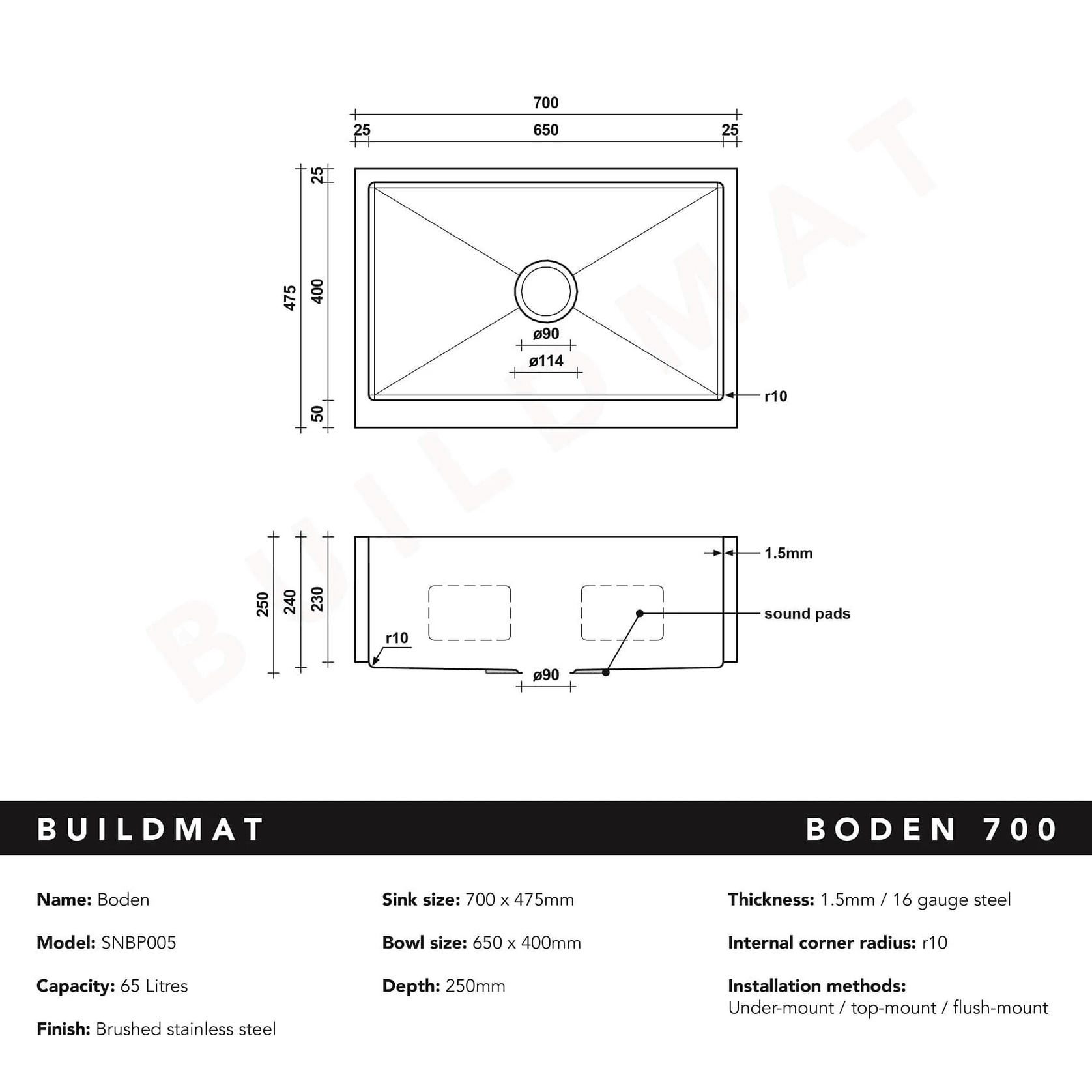 Boden Belfast Stainless Steel Farmhouse Sink gallery detail image