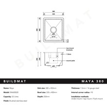 Brushed Gunmetal Maya 380x450 Single Bowl Sink gallery detail image