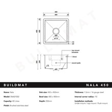 Brushed Gunmetal Nala 450x450 Single Bowl Sink gallery detail image