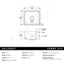 Brushed Gunmetal Penny 510x450 Single Bowl Sink gallery detail image