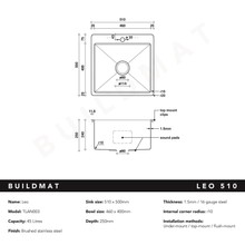 Leo 510x500 Single Bowl Tap Landing Sink gallery detail image