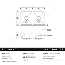 Madison 775x450 Double Bowl Sink gallery detail image