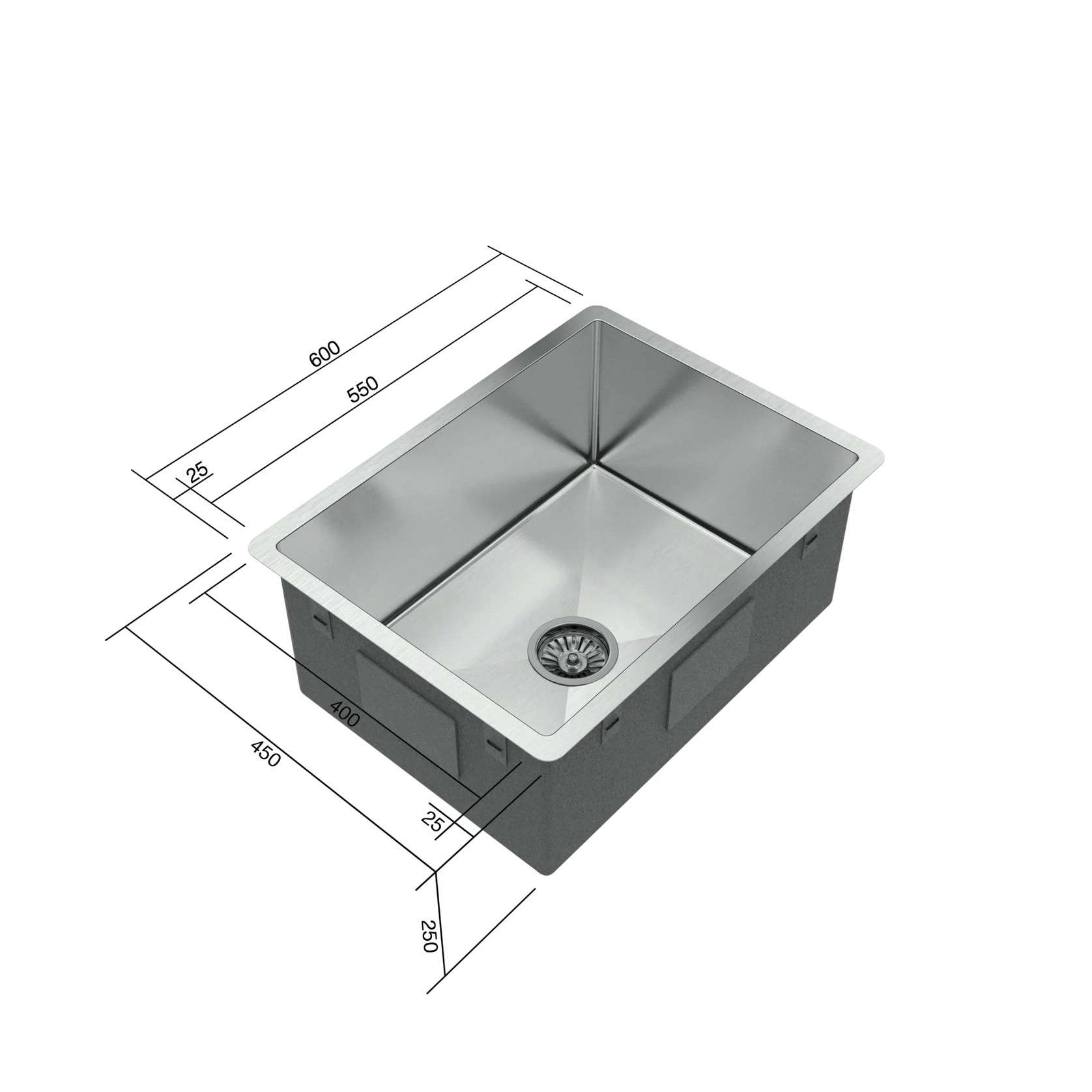 Willow 600x450 Medium Single Bowl Sink gallery detail image