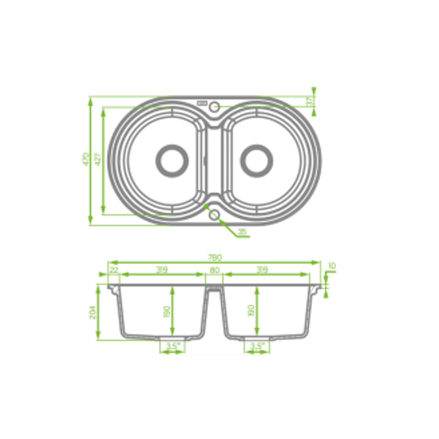 Laveo Granite Stone Sink Double Bowls gallery detail image