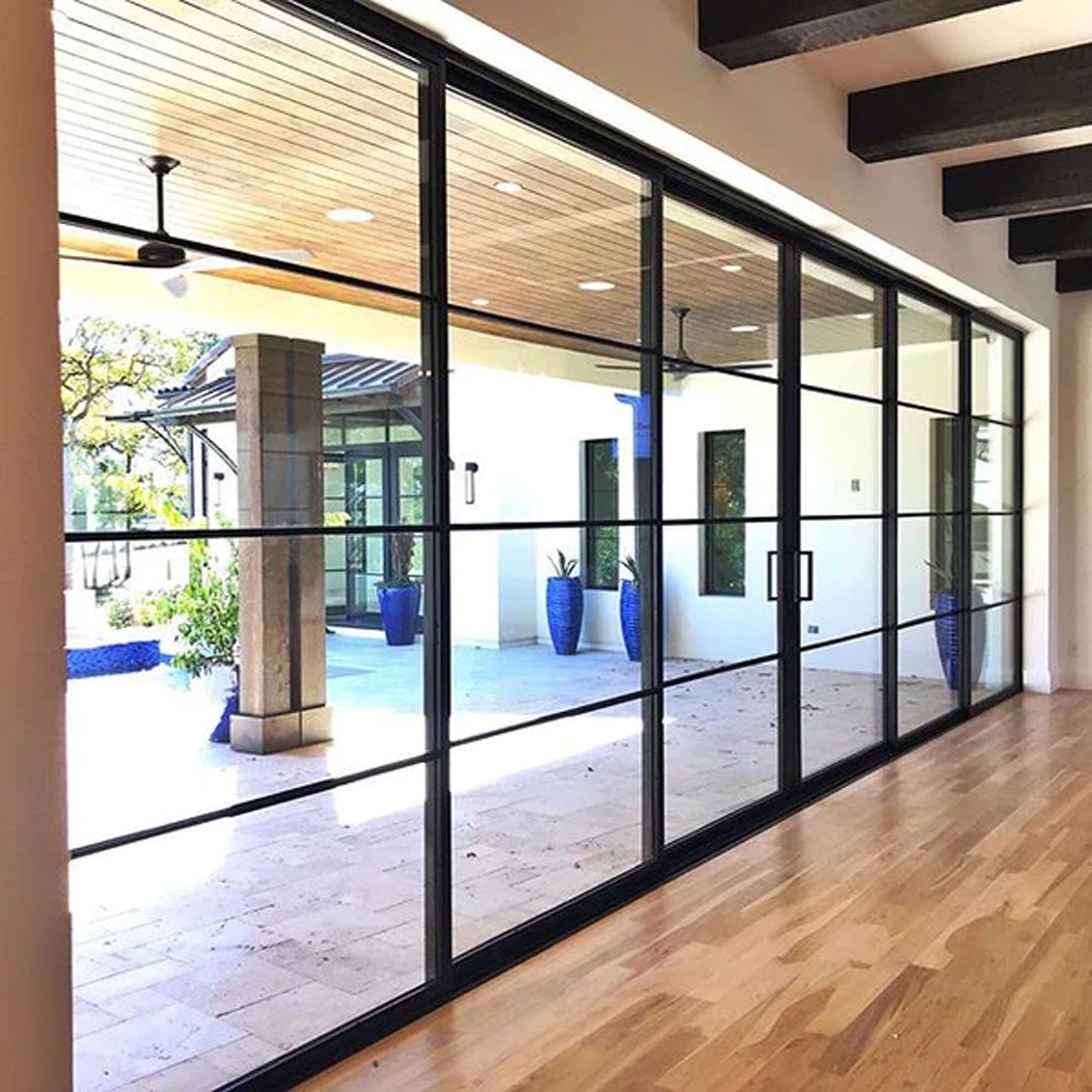 Steel Frame Glass External Sliding Doors - Galvanised P gallery detail image