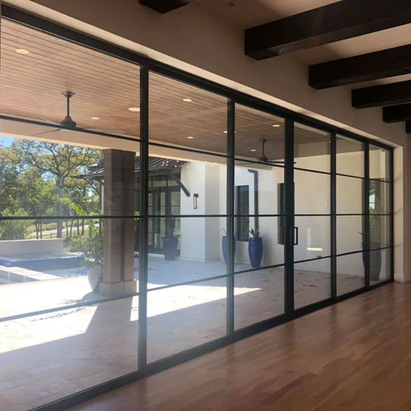 Steel Frame Glass External Sliding Doors - Galvanised P gallery detail image