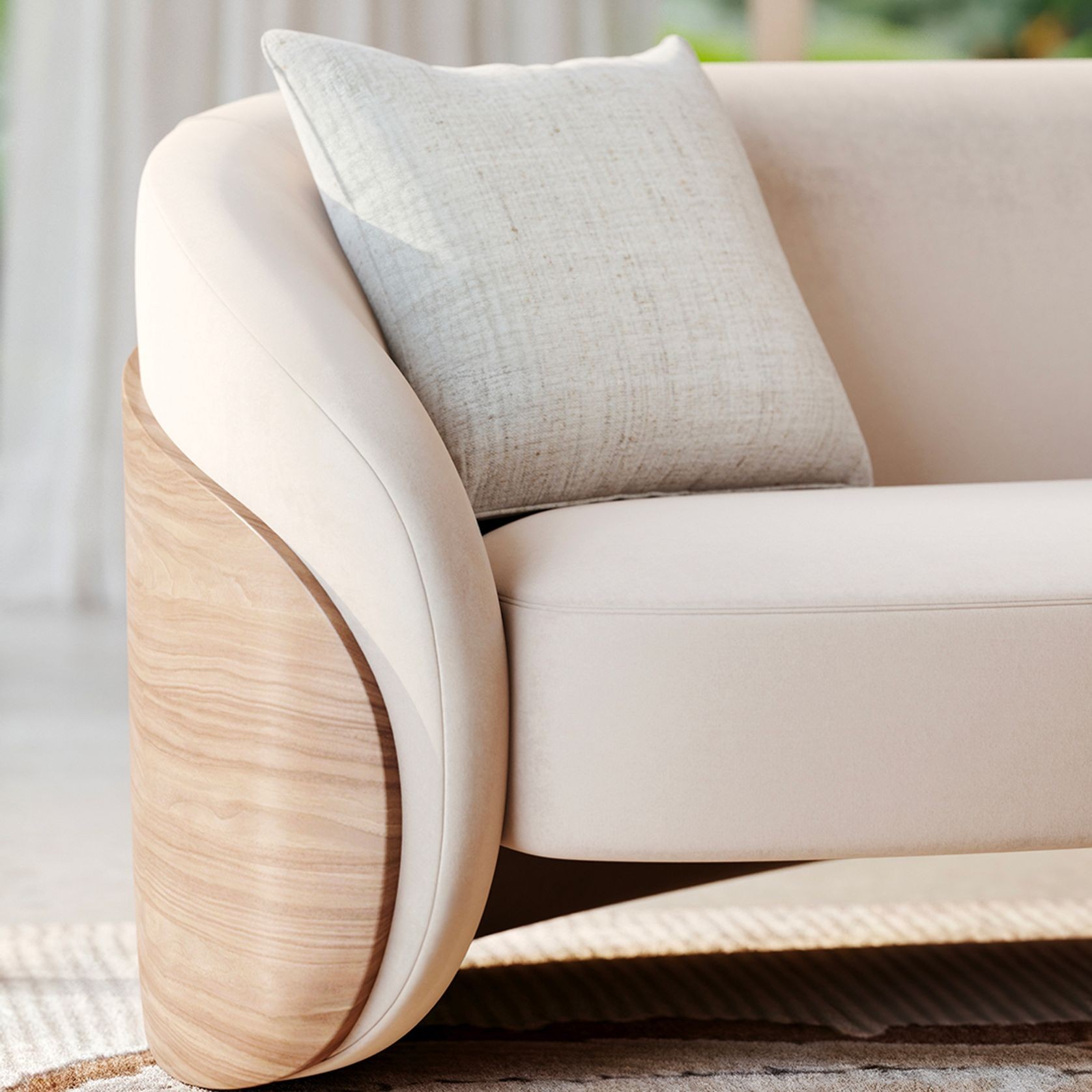 Fleur Wood Back Sofa gallery detail image
