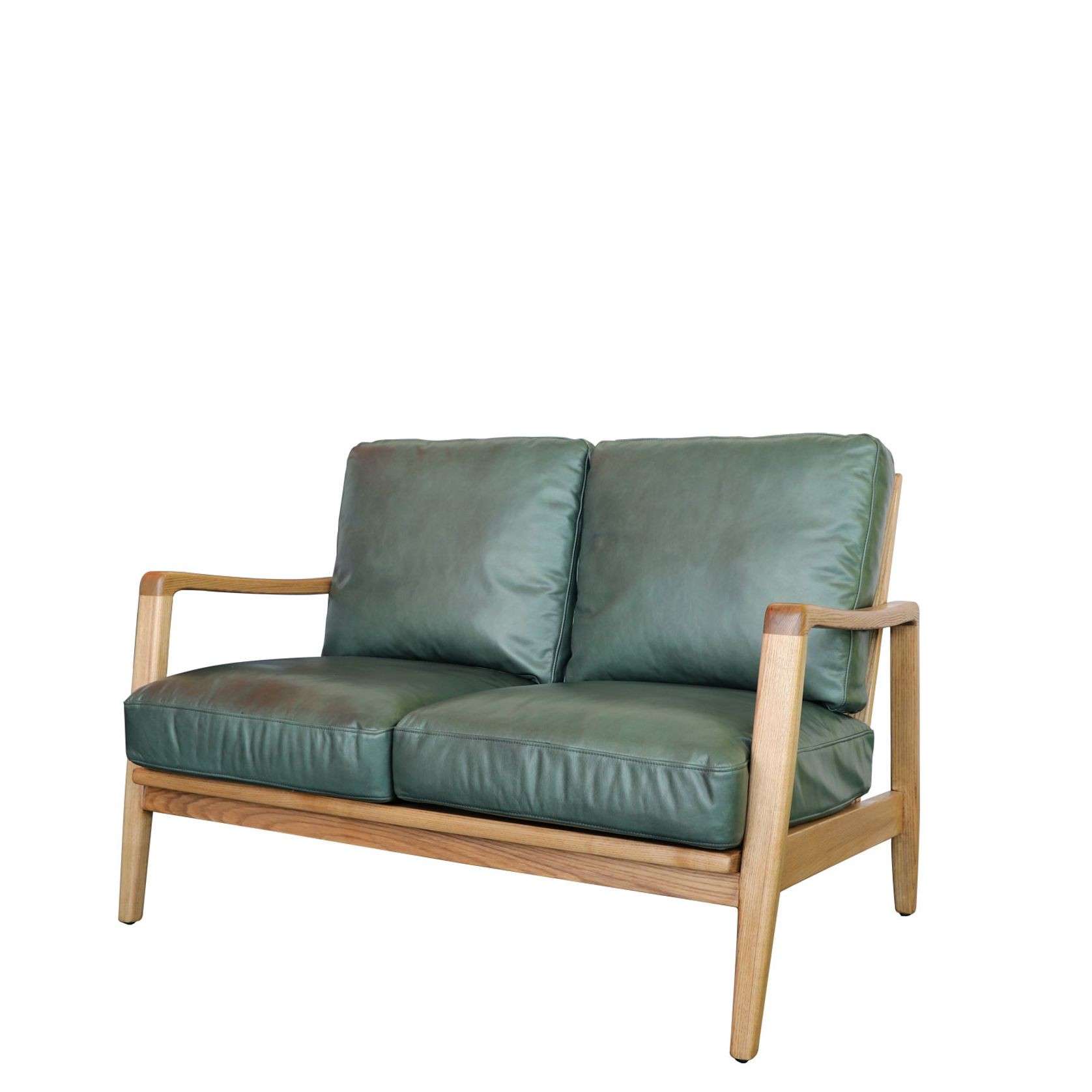 Reid Leather 2 Seater Sofa - Green gallery detail image