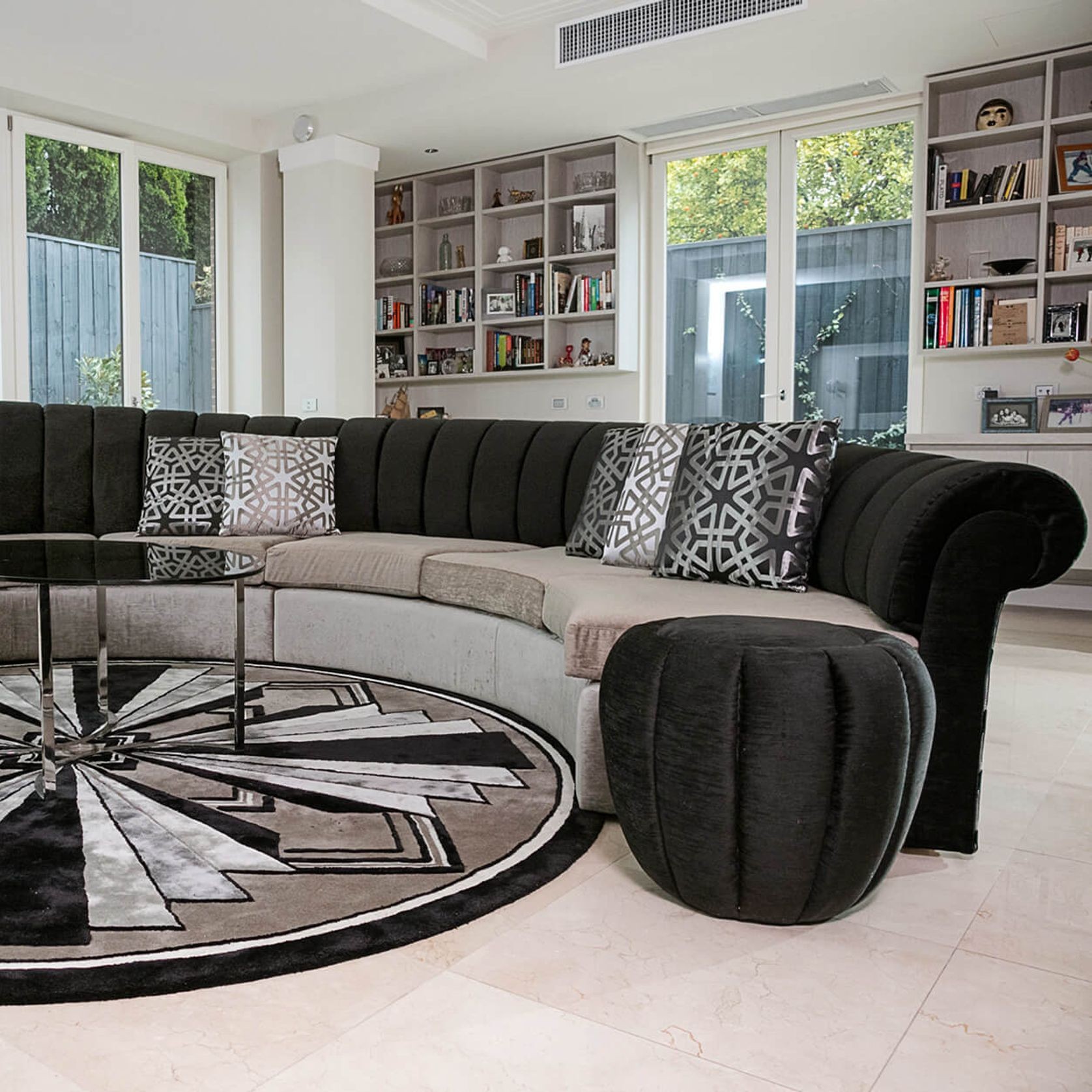 Bespoke Curved Art Deco Sofa gallery detail image