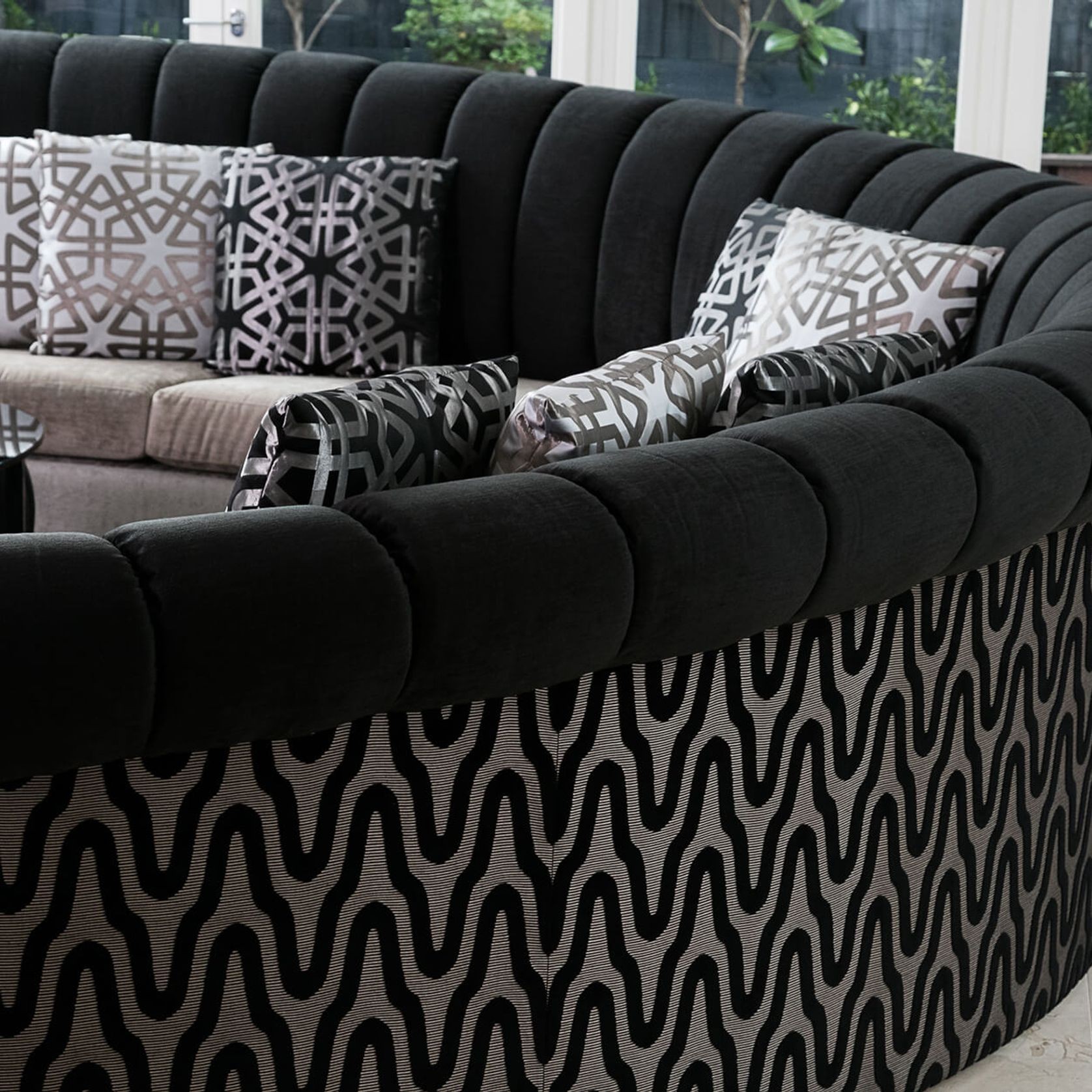 Bespoke Curved Art Deco Sofa gallery detail image