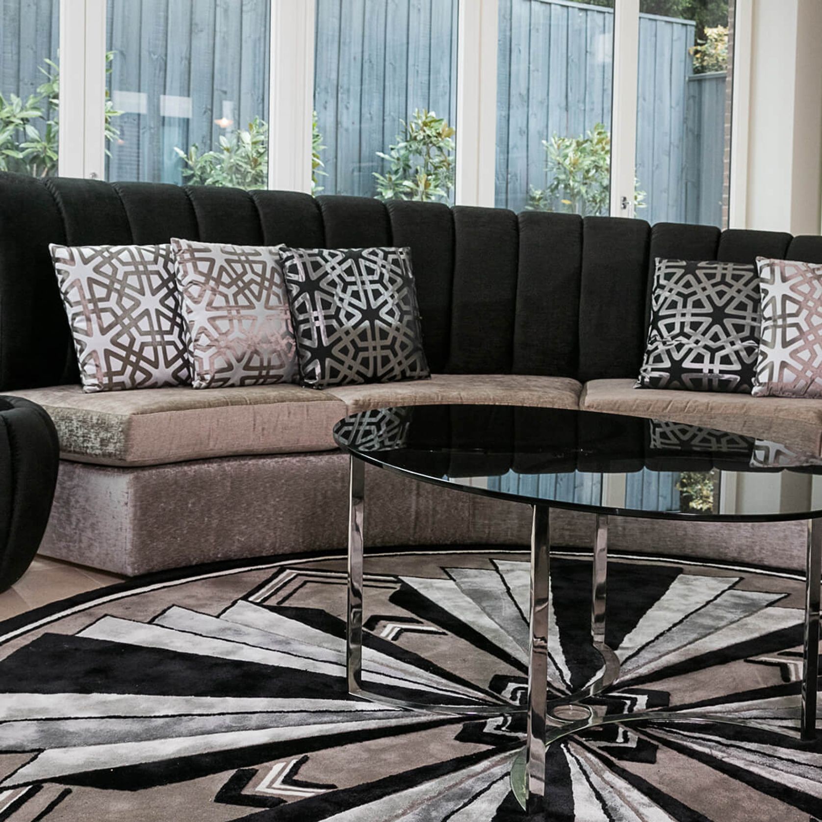 Bespoke Curved Art Deco Sofa gallery detail image