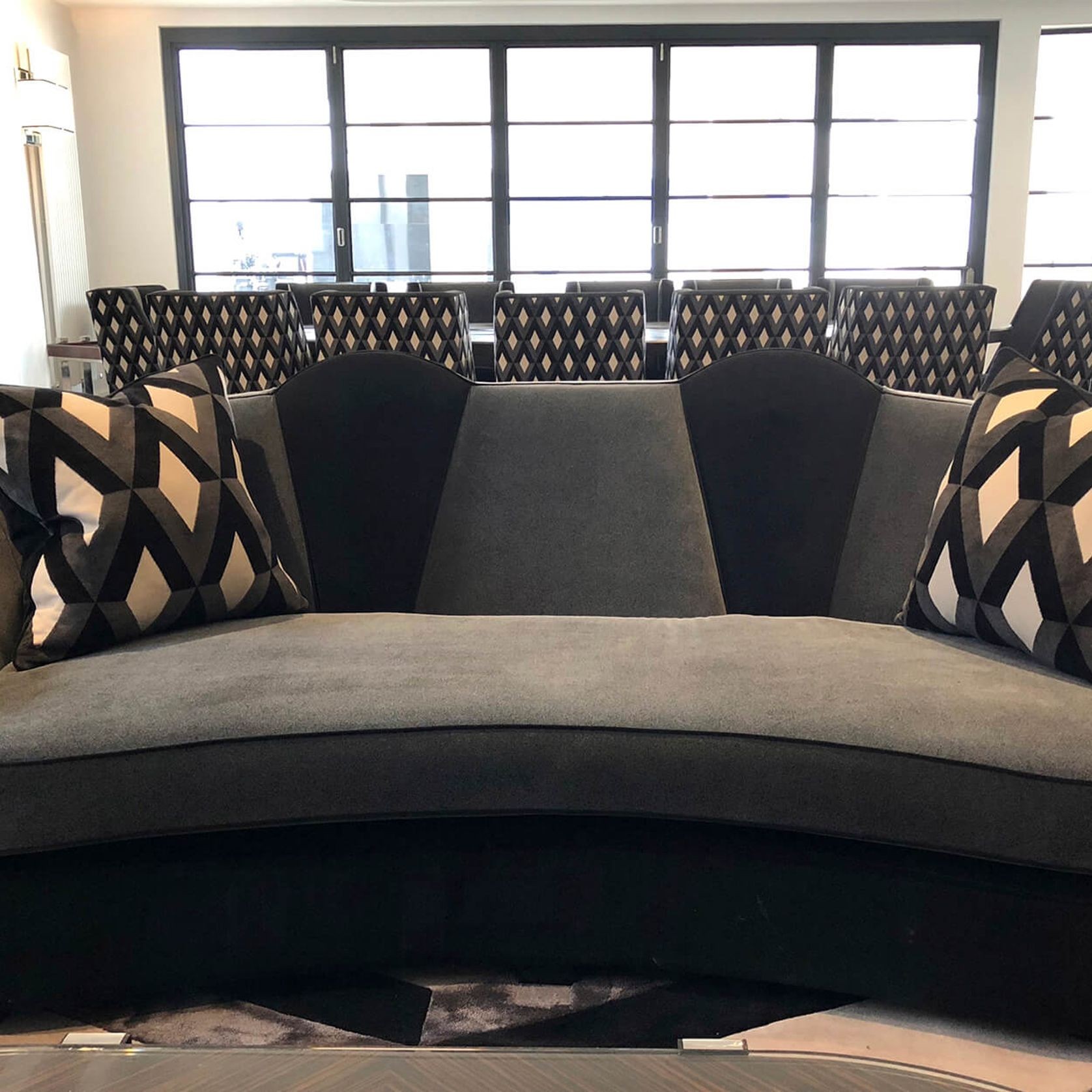 Art Deco Sofa with ‘V’ Panel Backrest gallery detail image