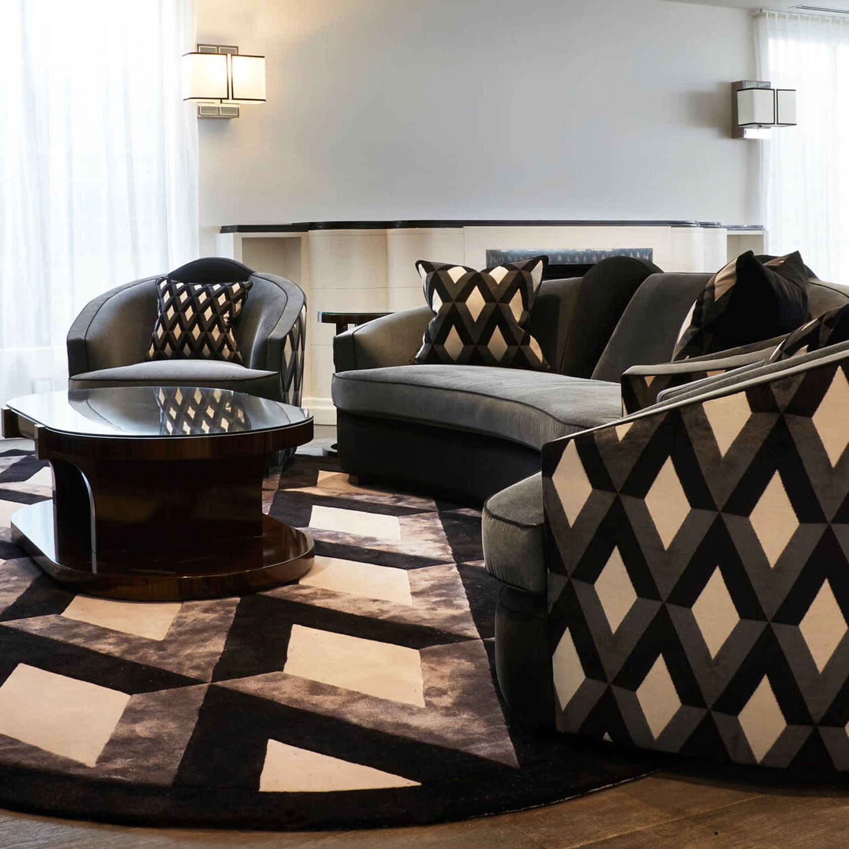 Art Deco Sofa with ‘V’ Panel Backrest gallery detail image