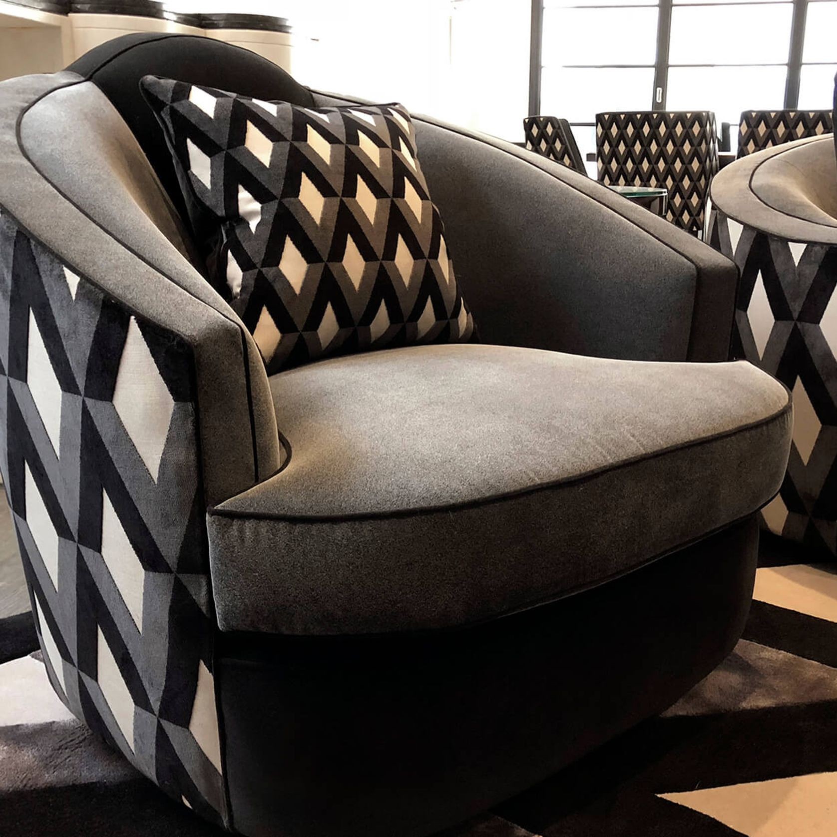 Art Deco Sofa with ‘V’ Panel Backrest gallery detail image