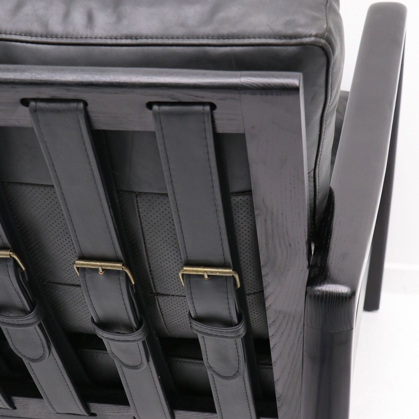 Reid Leather Armchair - Black gallery detail image