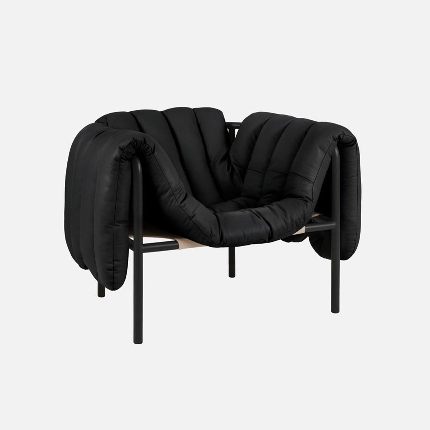 Hem Puffy Lounge Chair Black Leather / Black Grey Frame gallery detail image