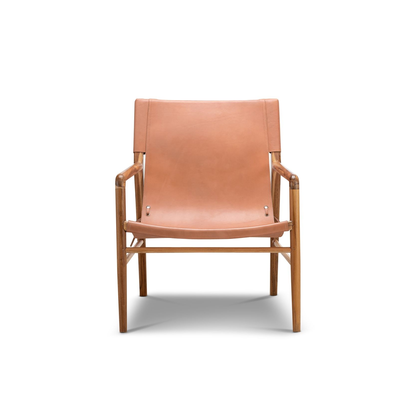 Norah Leather Sling Armchair | Teak & Natural Tan gallery detail image