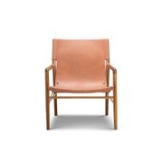 Norah Leather Sling Armchair | Teak & Natural Tan gallery detail image