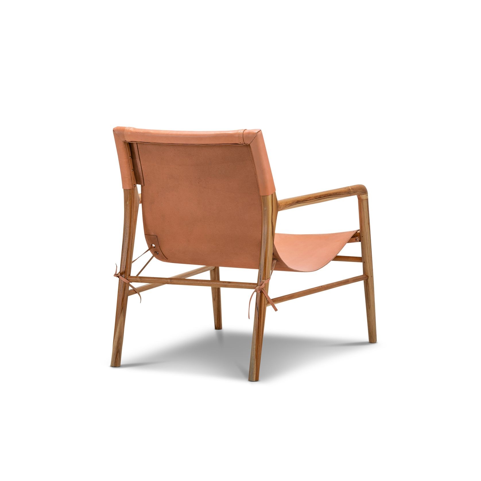 Norah Leather Sling Armchair | Teak & Natural Tan gallery detail image