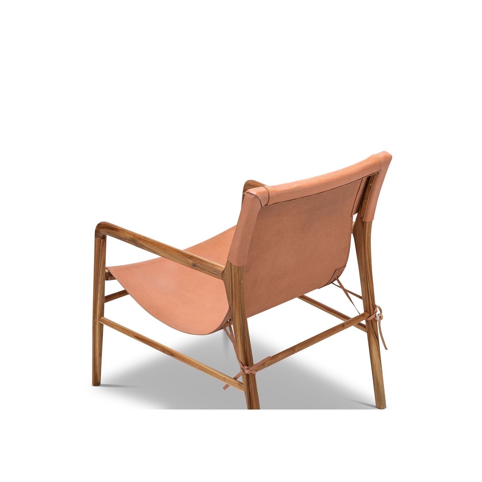 Norah Leather Sling Armchair | Teak & Natural Tan gallery detail image