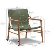 Norah Leather Sling Armchair | Teak & Olive Green gallery detail image