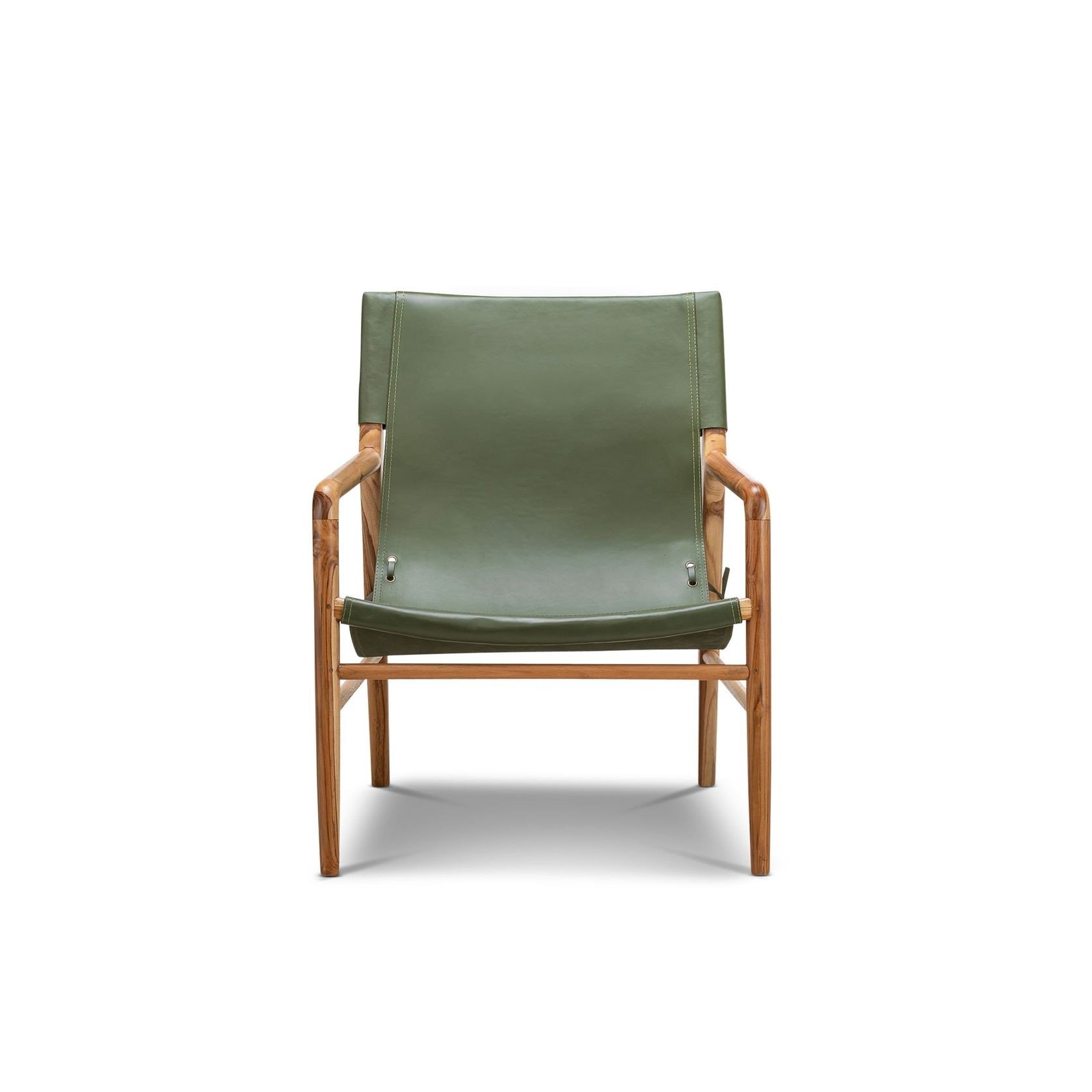 Norah Leather Sling Armchair | Teak & Olive Green gallery detail image