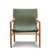 Norah Leather Sling Armchair | Teak & Olive Green gallery detail image