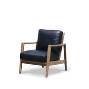 Reid Leather Armchair Black - Natural Frame gallery detail image