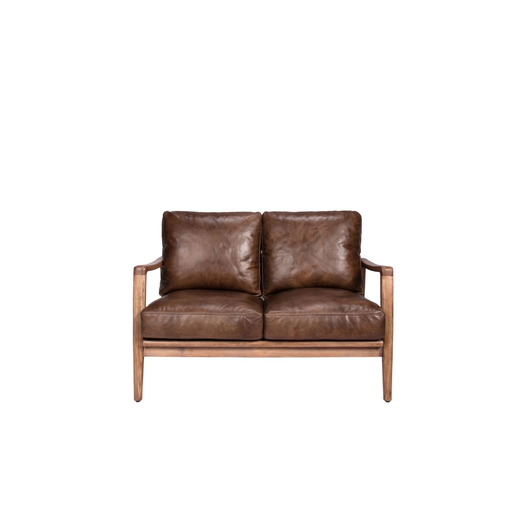 Reid Leather 2 Seater Sofa - Brown Leather gallery detail image