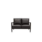 Reid Leather 2 Seater Sofa - Black Leather, Black Frame gallery detail image