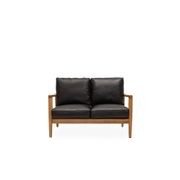 Reid Leather 2 Seater Sofa - Black Leather - Natural Frame gallery detail image