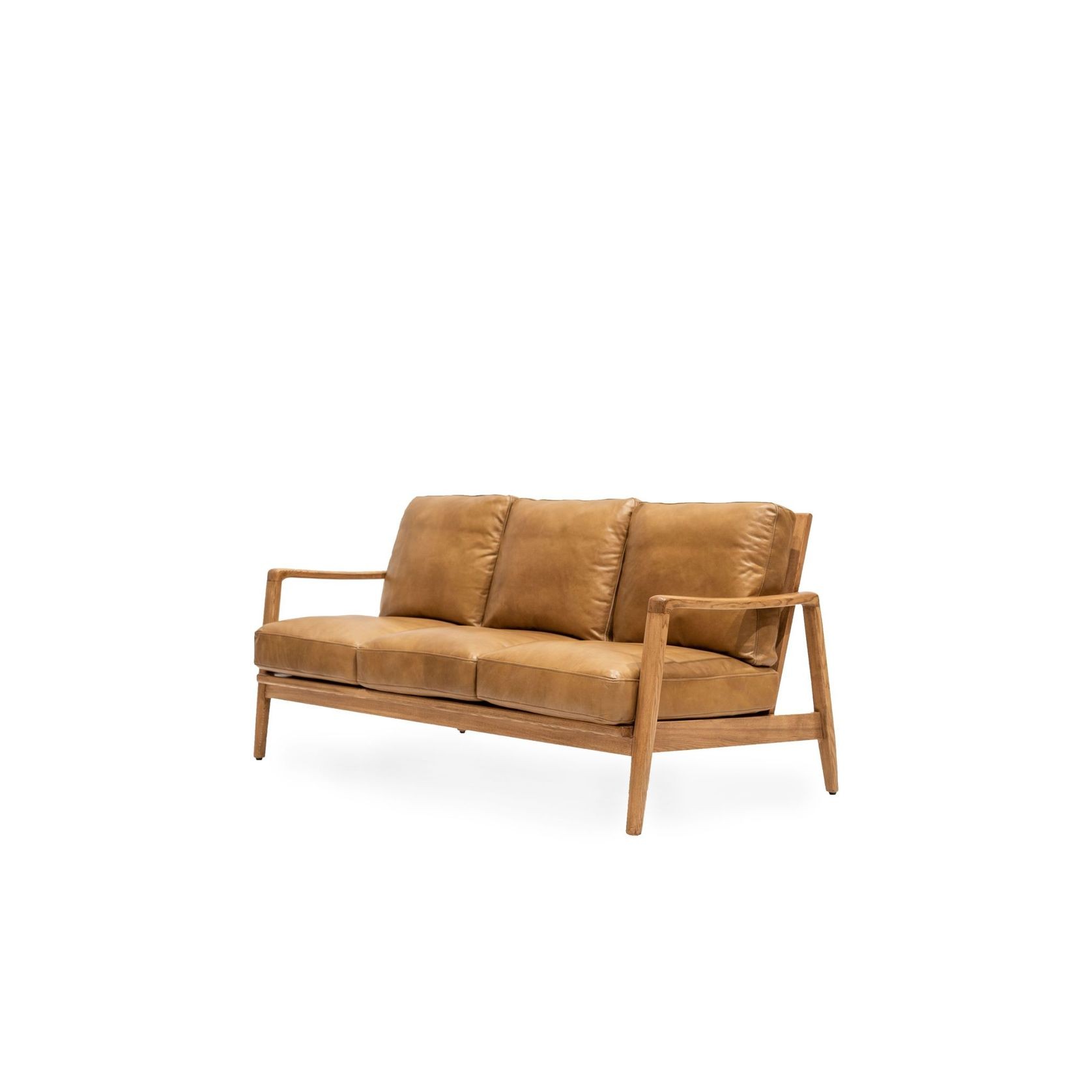 Reid Leather 3 Seater Sofa - Tan Leather gallery detail image