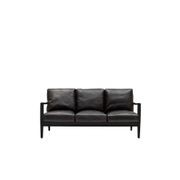 Reid Leather 3 Seater Sofa - Black Leather - Black Frame gallery detail image